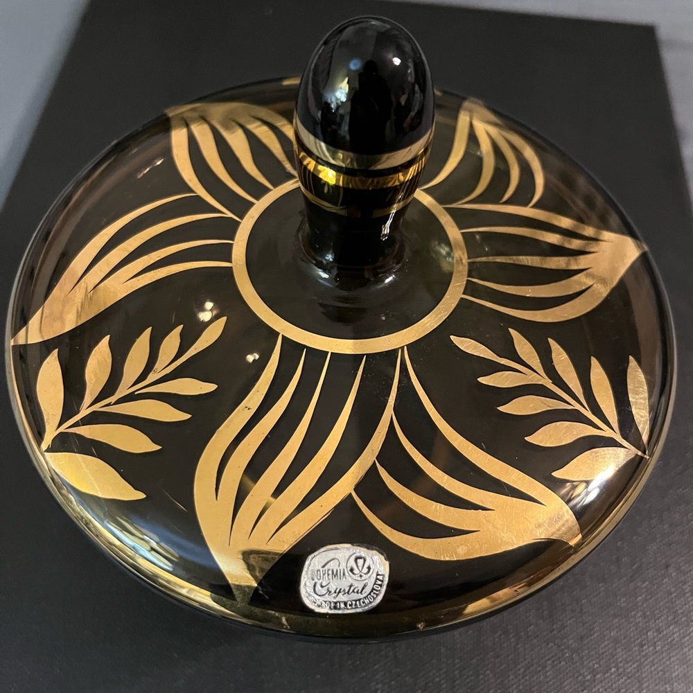 Vintage Bohemian Crystal Czechoslovakia candy dish